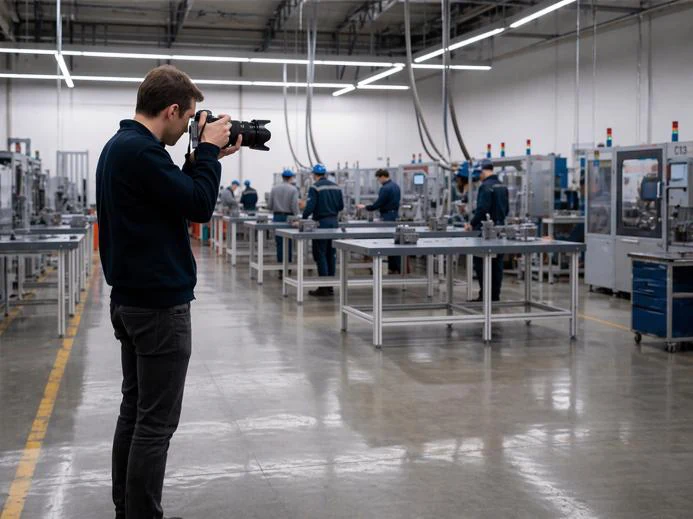 Captation de médias dans un atelier industriel